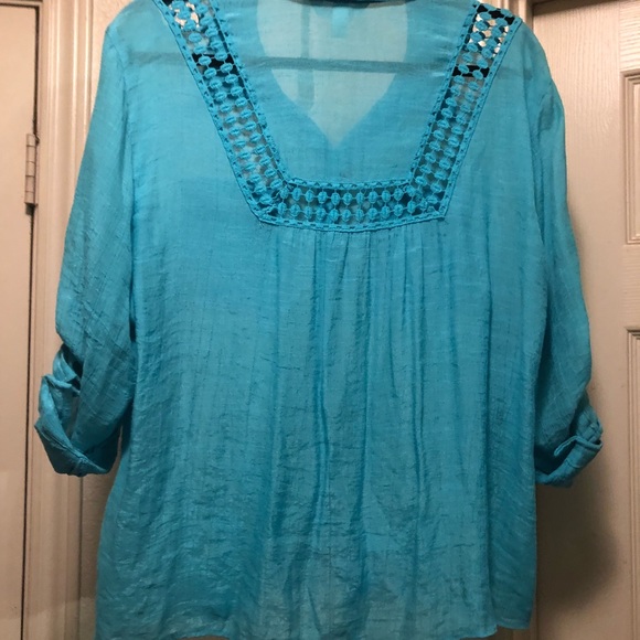 Krazy kat 3/4 length sleeve tie waist blouse - Picture 4 of 4